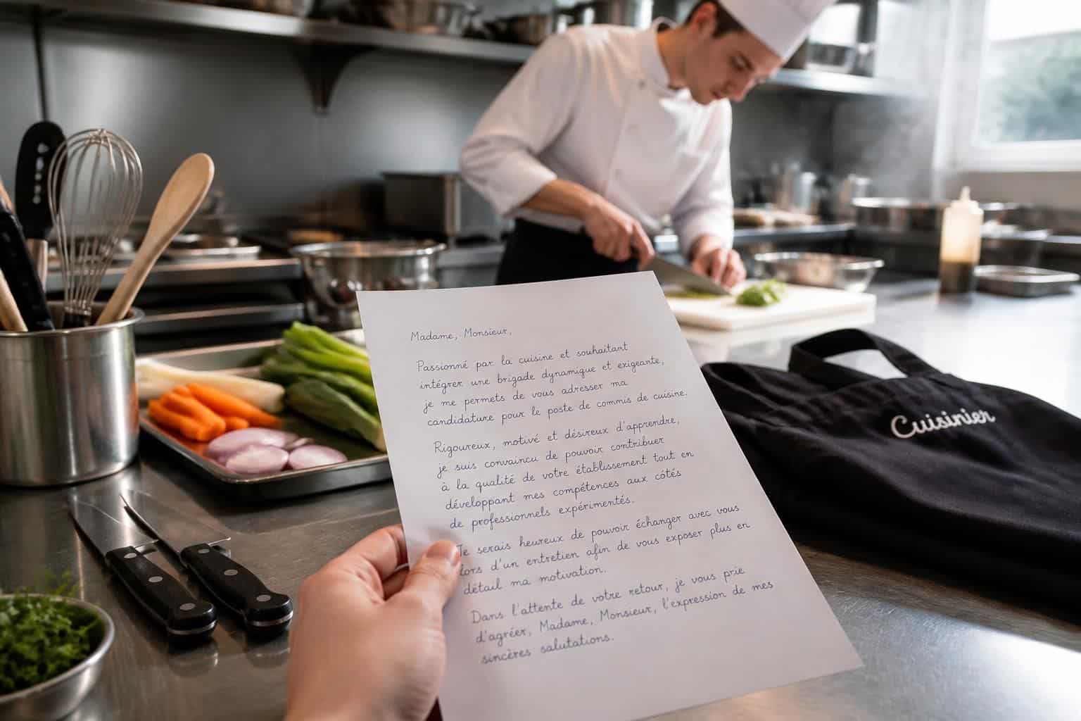découvrez un exemple de lettre de motivation pour commis de cuisine accompagné de conseils pratiques pour maximiser vos chances d'obtenir le poste.